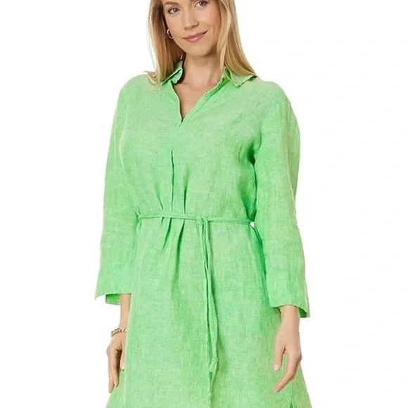 Lilly Pulitzer Belted Linen Pilar Tunic in Gecko Green - Picture 3 of 11